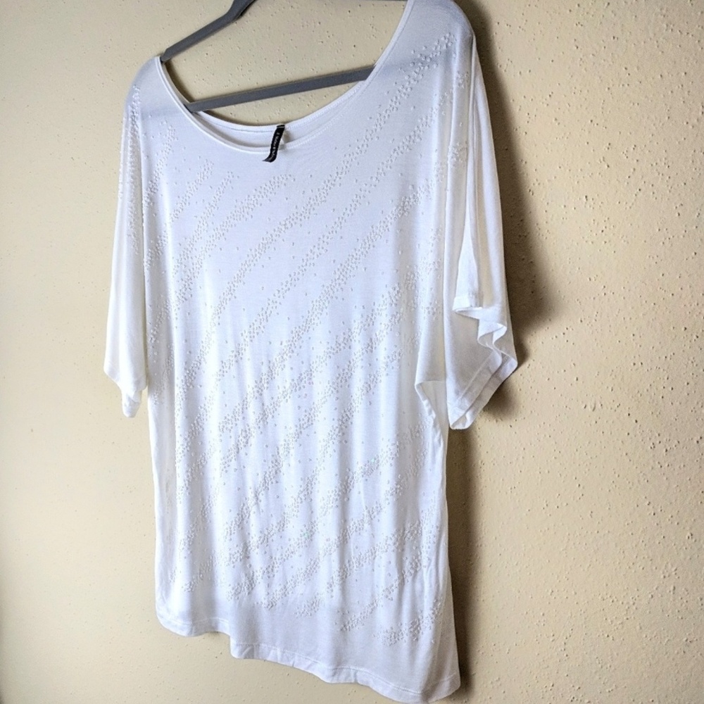 Semi-Sheer Scoop Neck Beads Sequins Top XL - Picture 1 of 8